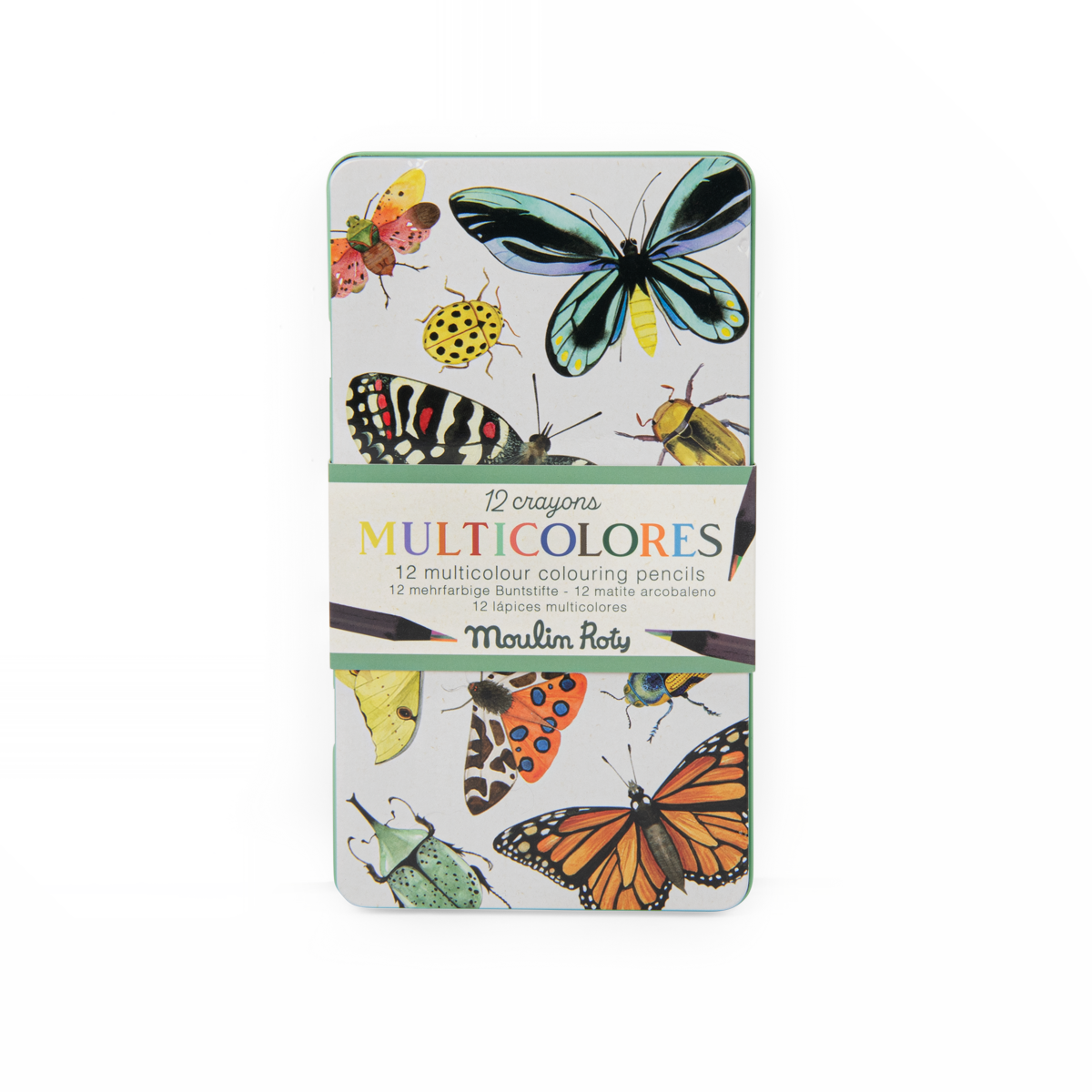12 crayons de couleur multicolores Tout autour du Monde Moulin Roty