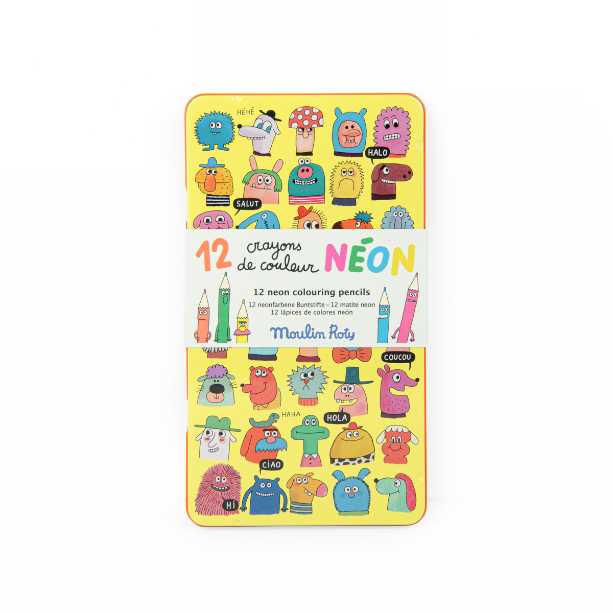 12 crayons de couleur neon Les Schmouks Moulin Roty