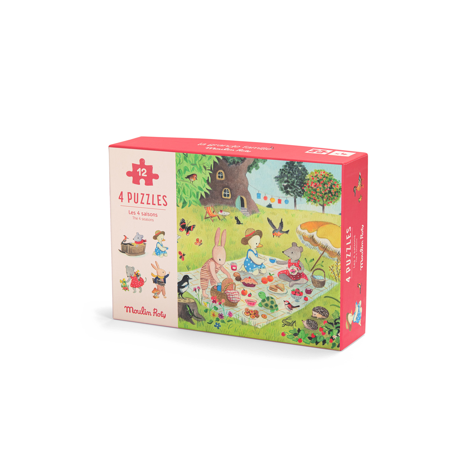 4 mini puzzles Des saisons 12 pcs La Grande Famille Moulin Roty