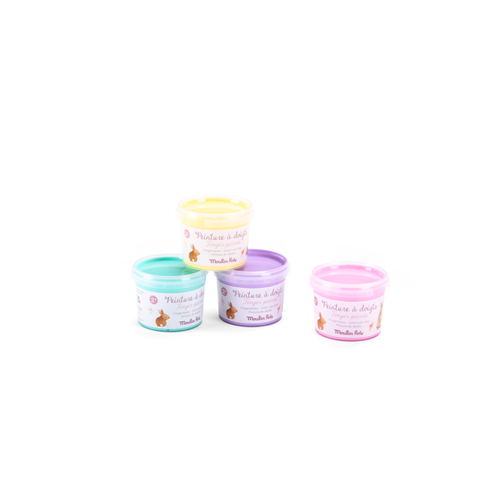 4 pots de peinture a doigts pastel Les Rosalies Moulin Roty