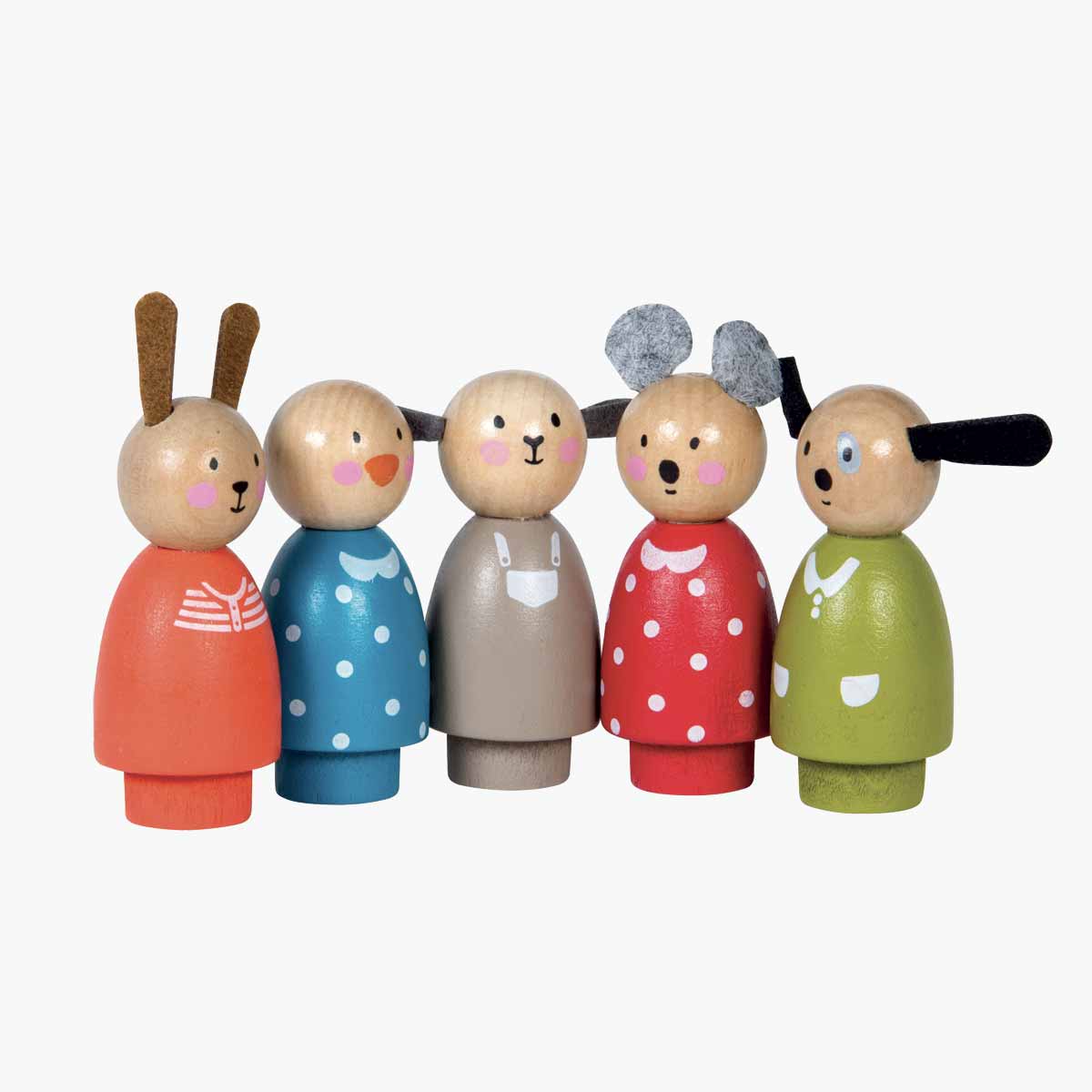 Set de 5 personnages en bois La Grande Famille Moulin Roty