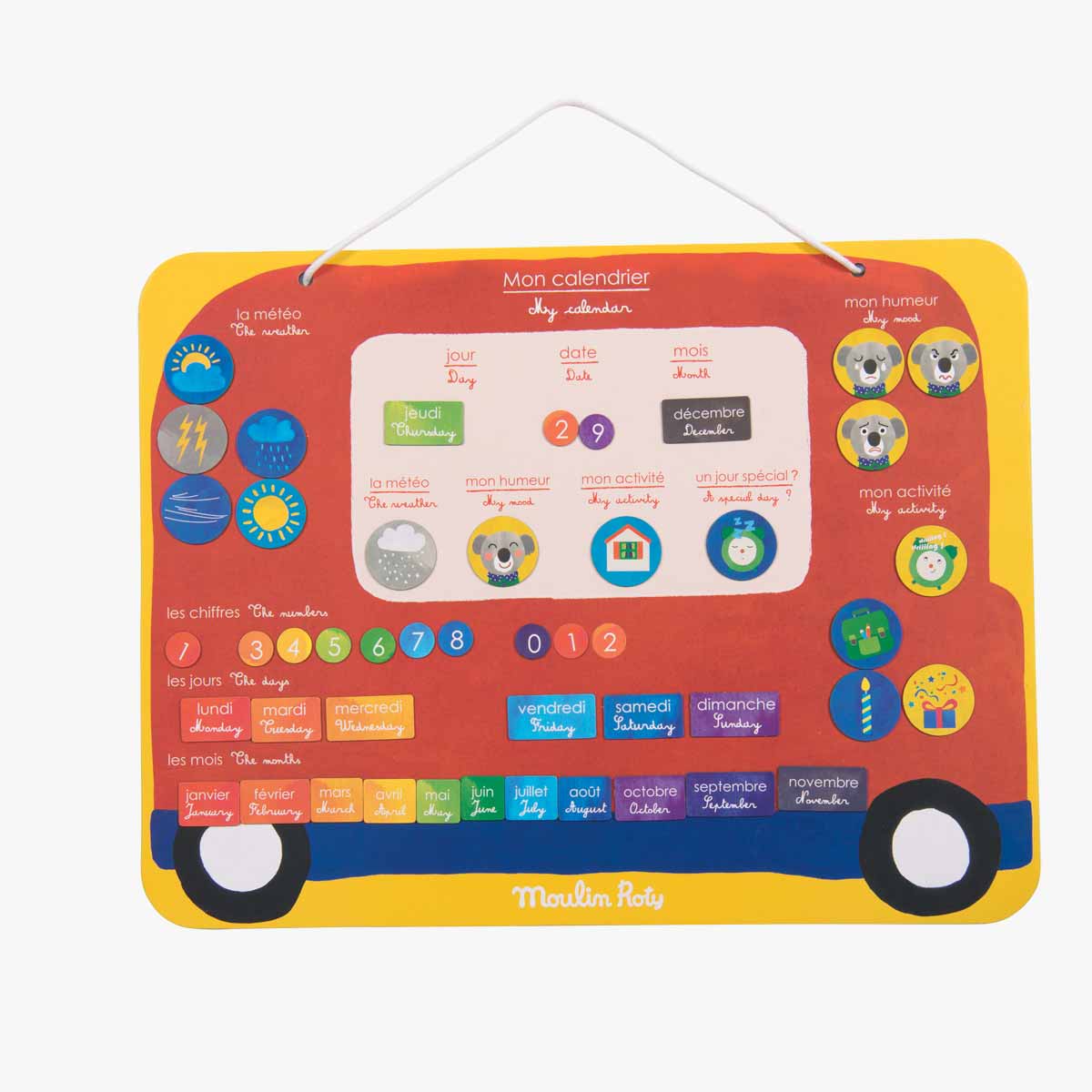 Calendrier magnetique 45 magnets Les Popipop Moulin Roty