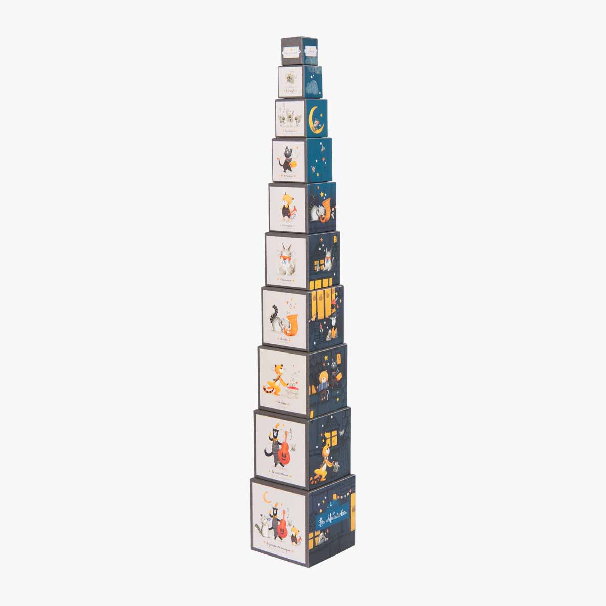 Cubes empilables Les Moustaches Moulin Roty