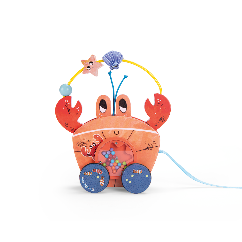 Jouet a tirer en bois Crabe Les aventures de Paulie Moulin Roty