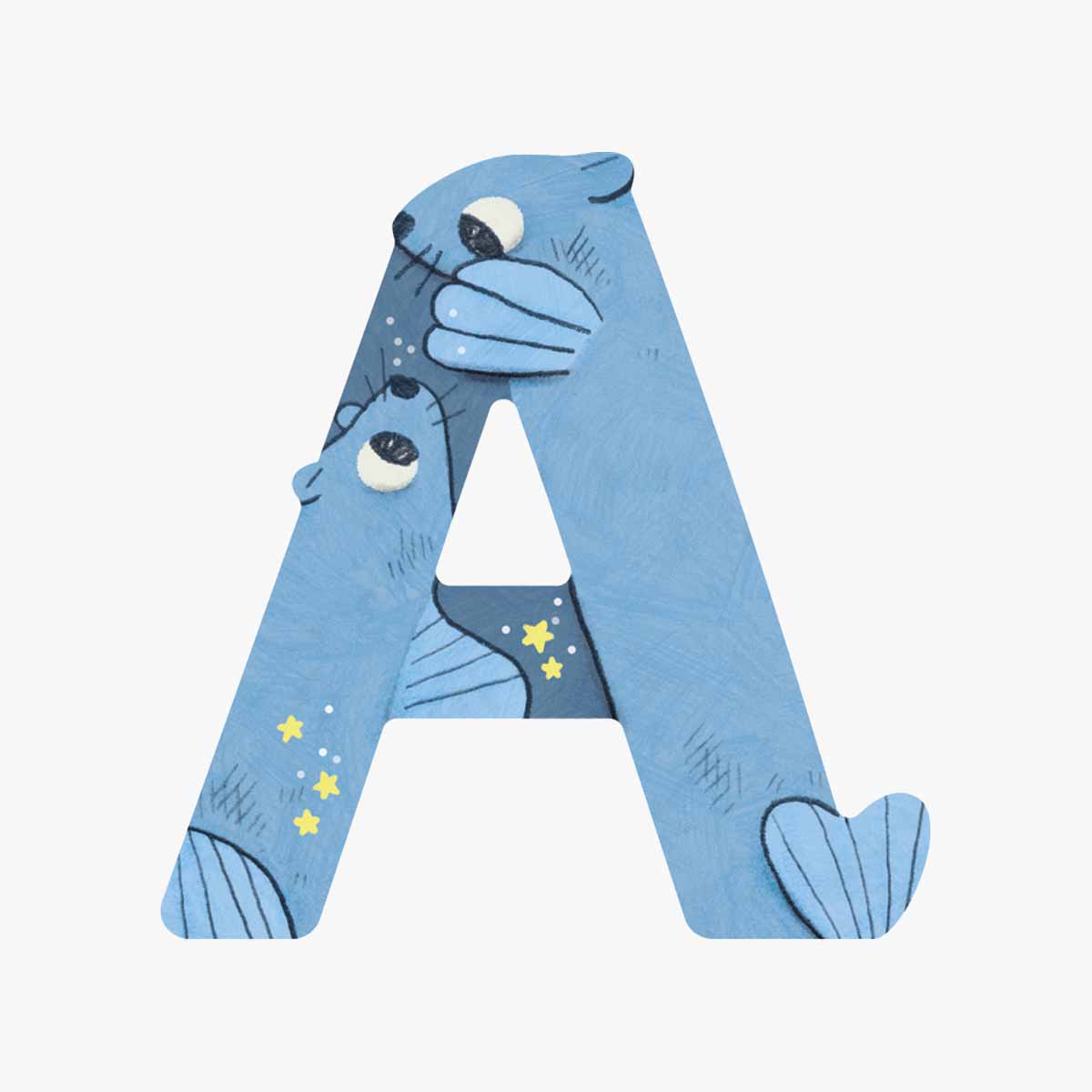Lettre bois A bleu Mon premier alphabet Moulin Roty