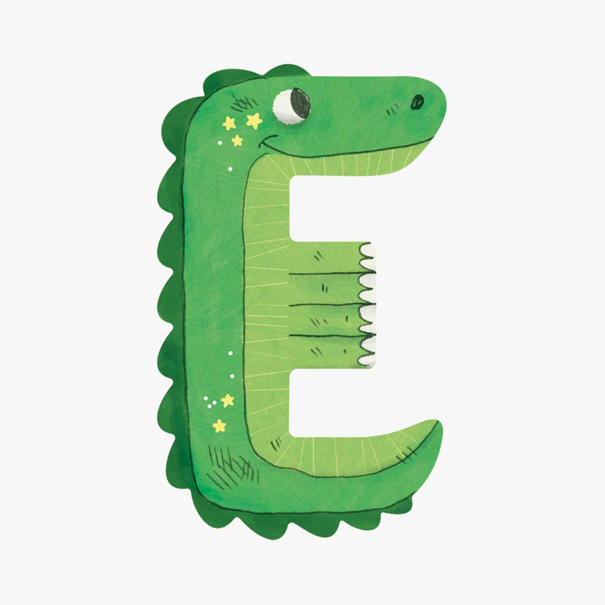 Lettre bois E vert Mon premier alphabet Moulin Roty