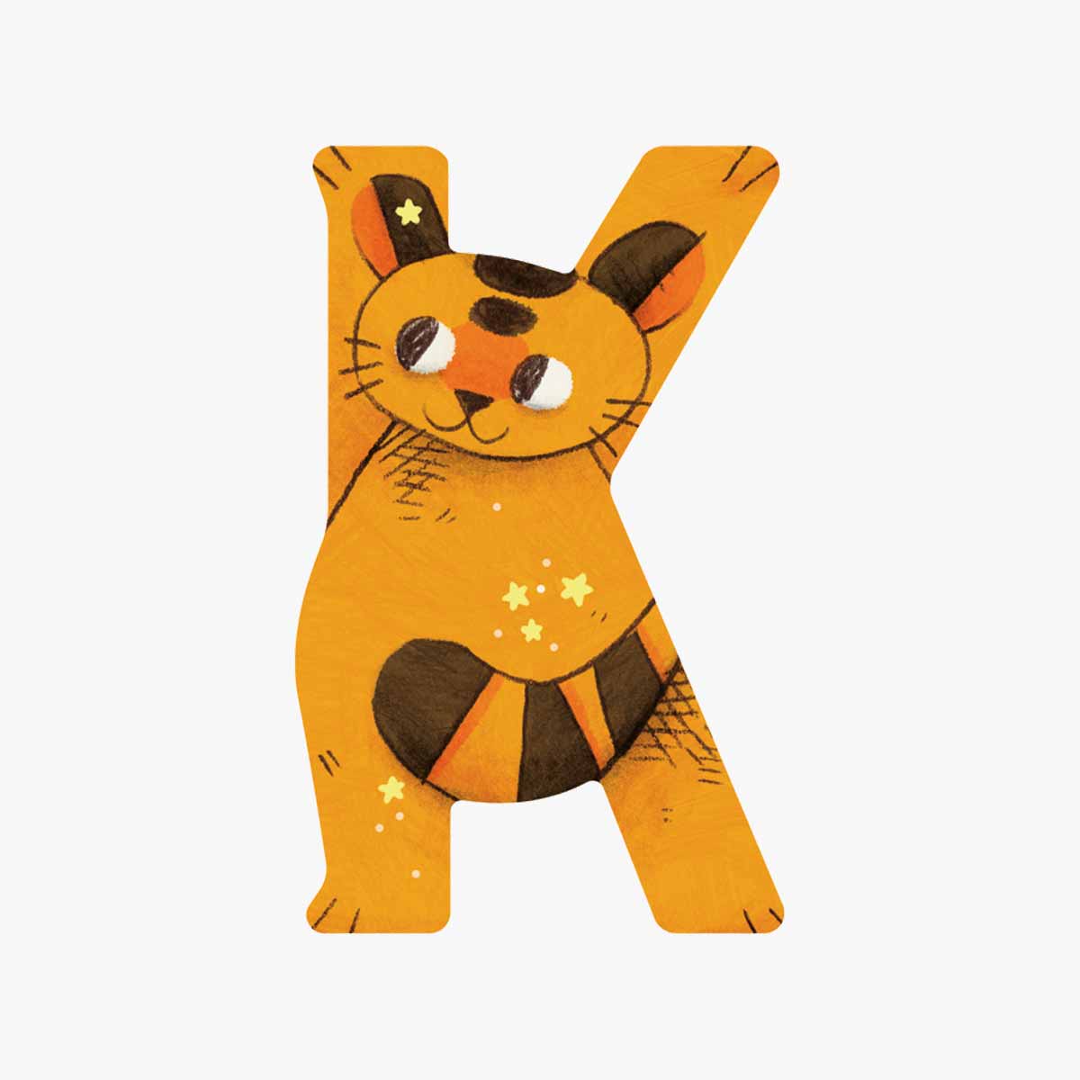 Lettre bois K jaune Mon premier alphabet Moulin Roty