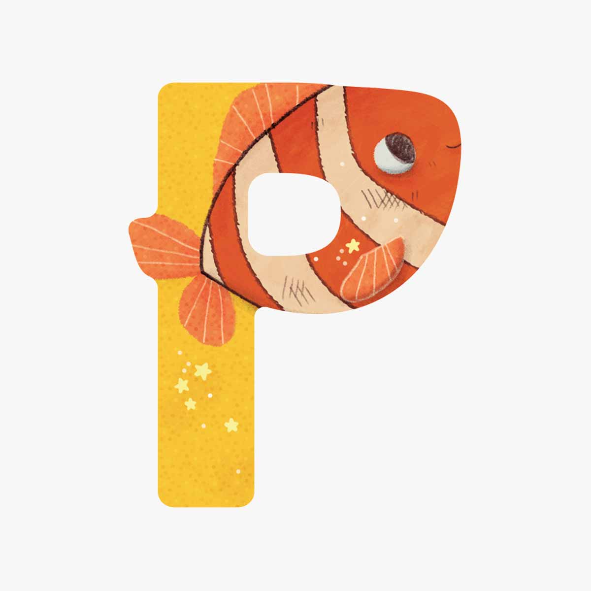 Lettre bois P jaune Mon premier alphabet Moulin Roty