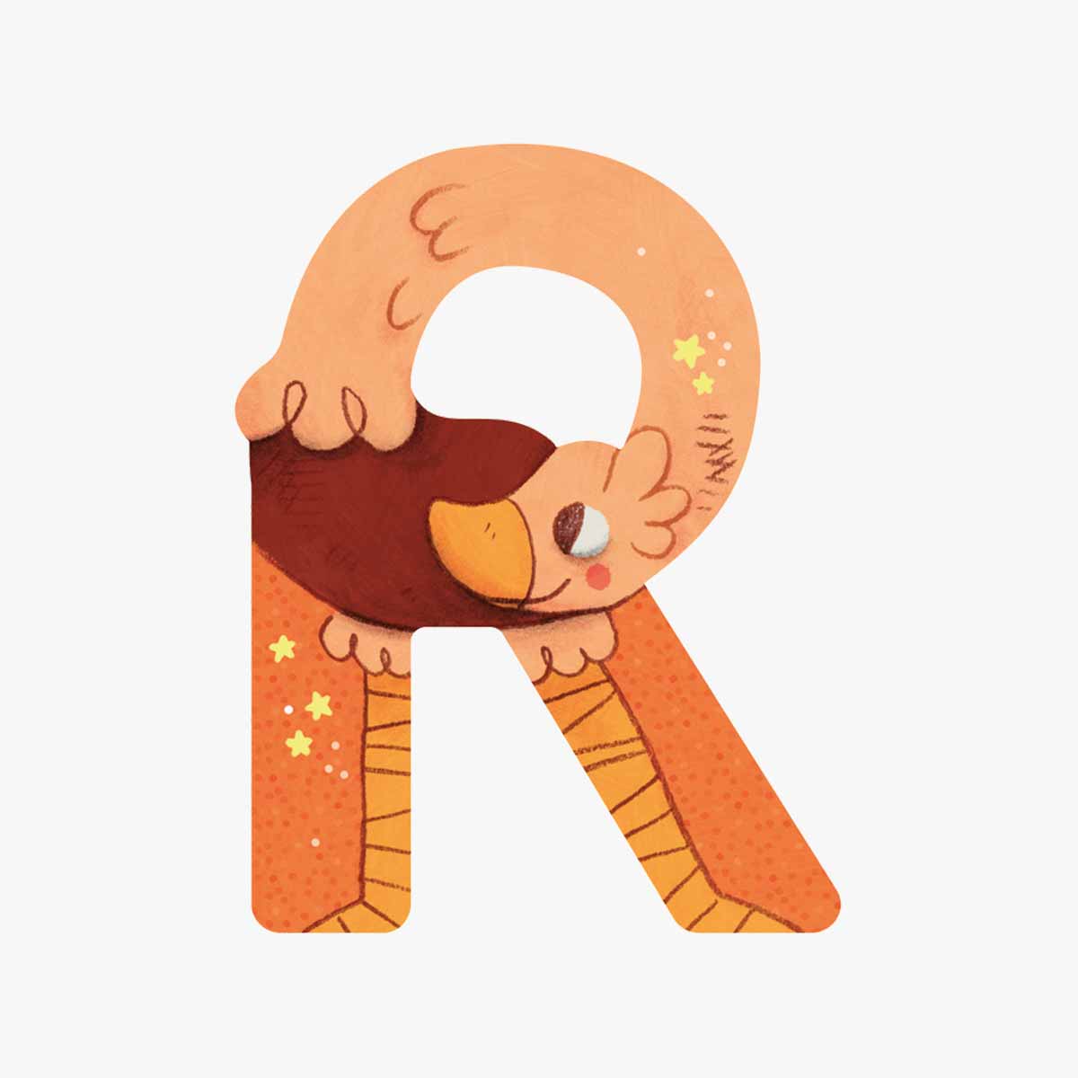 Lettre bois R orange Mon premier alphabet Moulin Roty