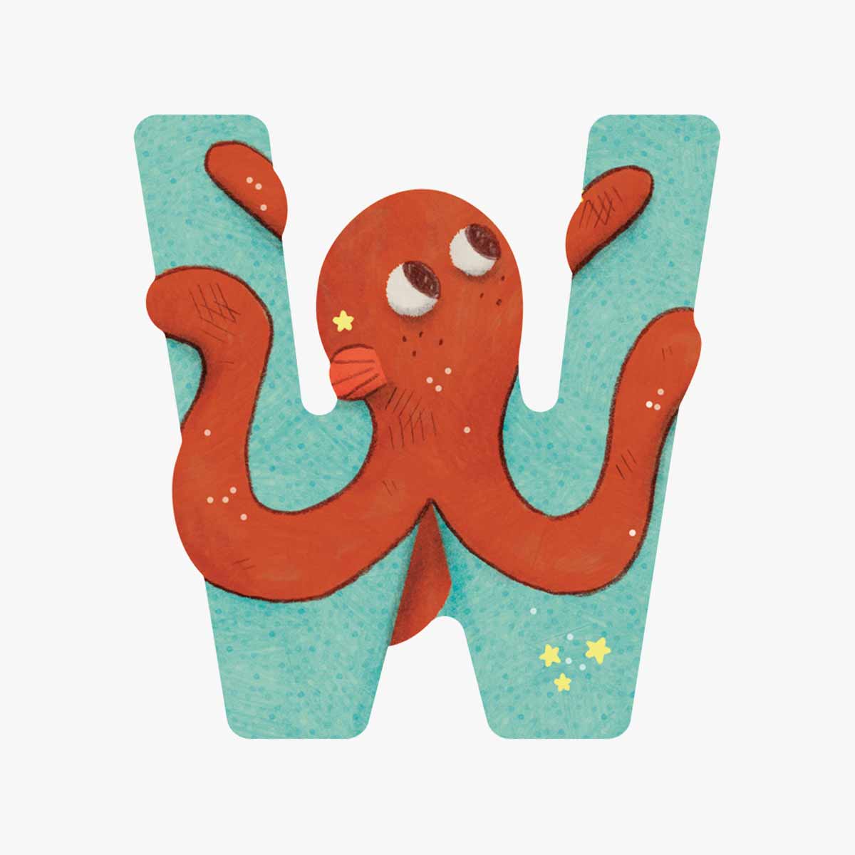 Lettre bois W bleu Mon premier alphabet Moulin Roty