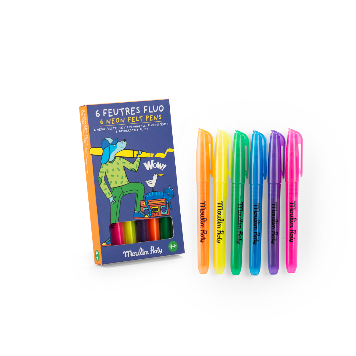 6 feutres fluo Les Loufoques Moulin Roty