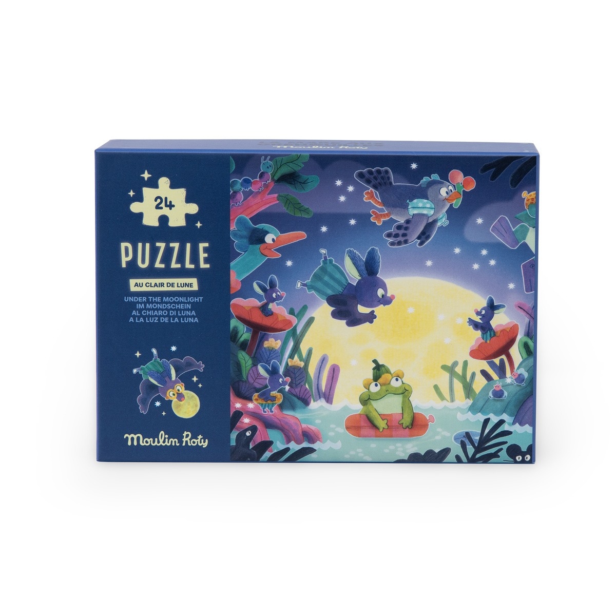Puzzle phosphorescent Au clair de lune 24 pcs La mare aux grenouilles Moulin Roty