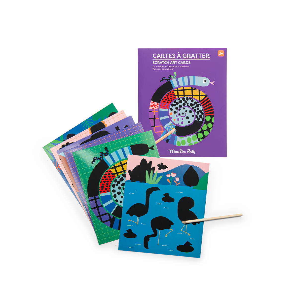 6 cartes a gratter Les Toupitis Moulin Roty