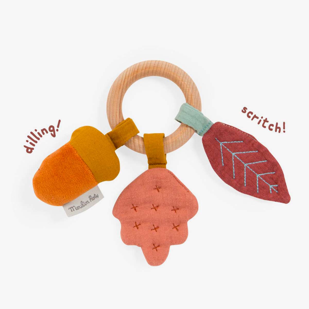 Anneau hochet bois chene Apres la pluie Moulin Roty