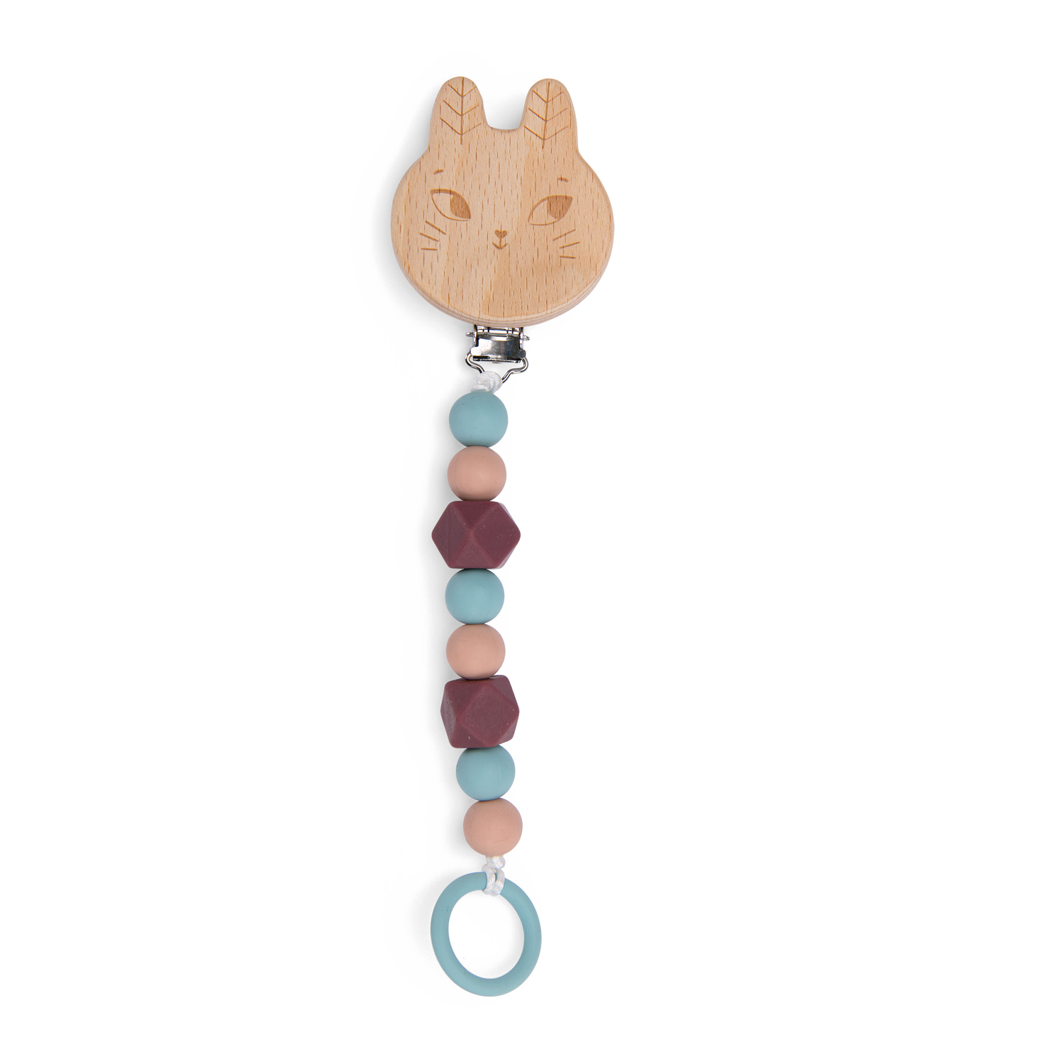 Attachetetine bois et silicone Lapin Apres la pluie Moulin Roty