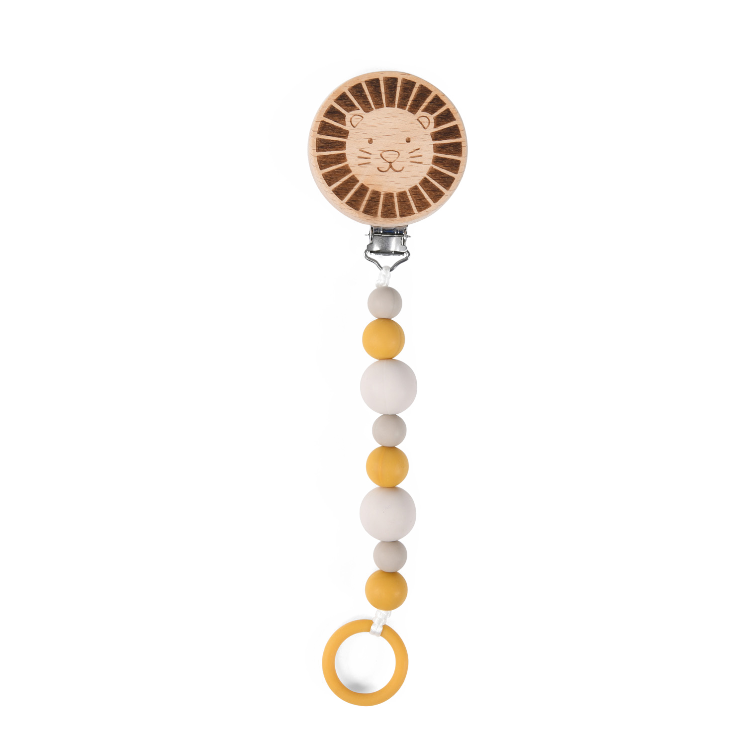Attachetetine bois et silicone Lion Sous mon baobab Moulin Roty