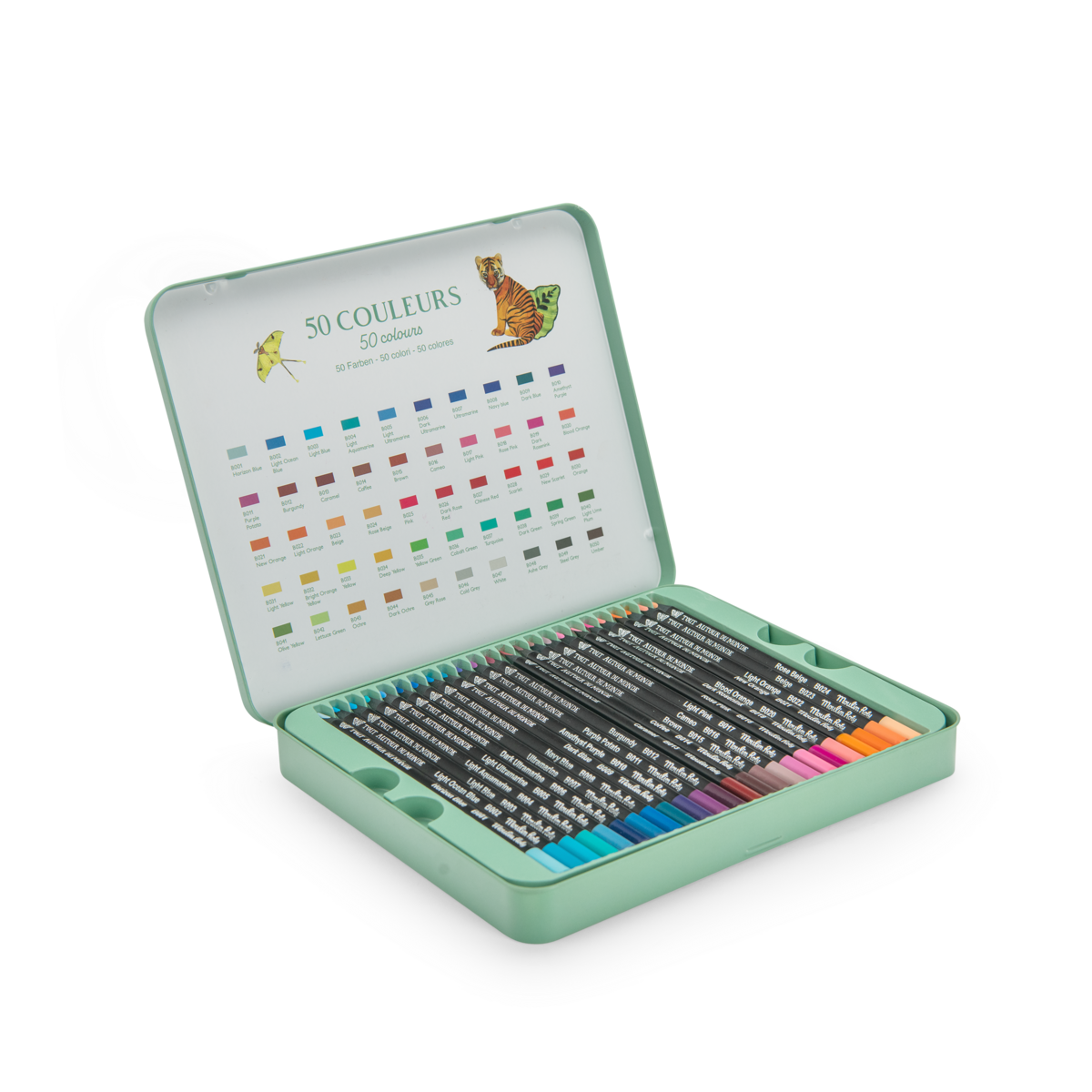 Bote mtal 50 crayons de couleur