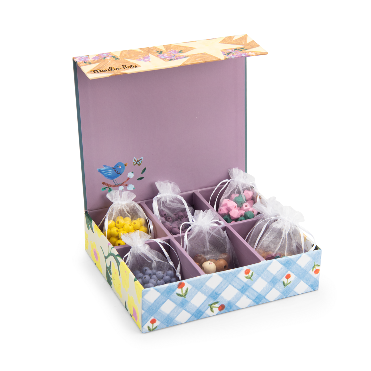 Coffret perles en bois colores