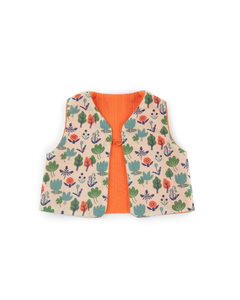 Gilet chaine et trame terra cotta doubl imprim fleurs Olga