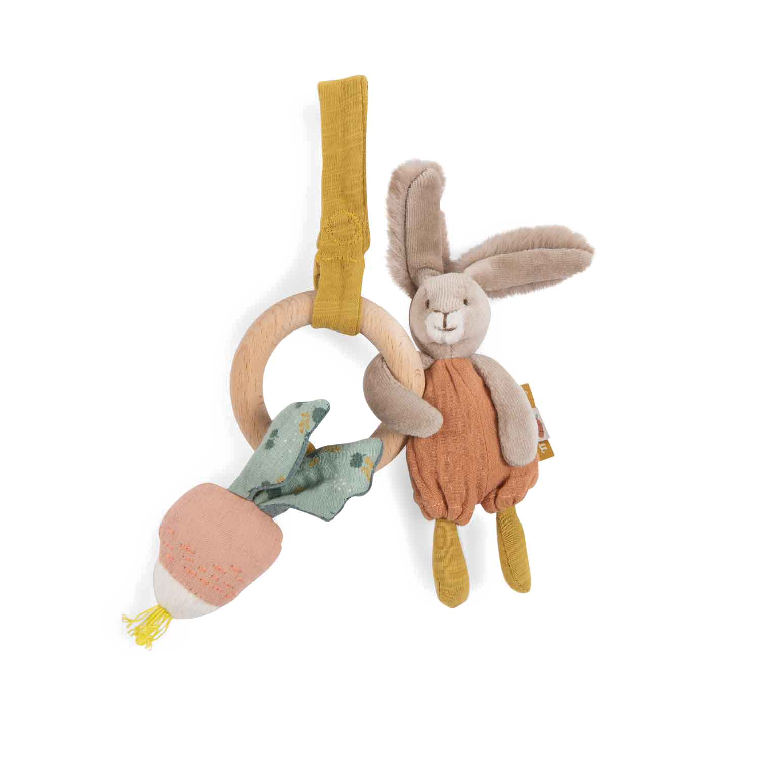 Hochet anneau bois Lapin Trois petits lapins Moulin Roty