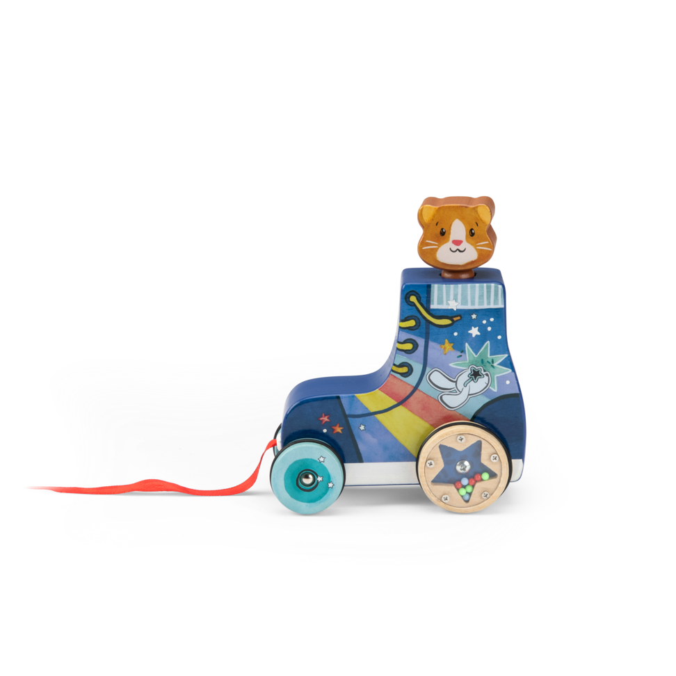 Jouet a tirer en bois Roller Puce  Pilou Moulin Roty