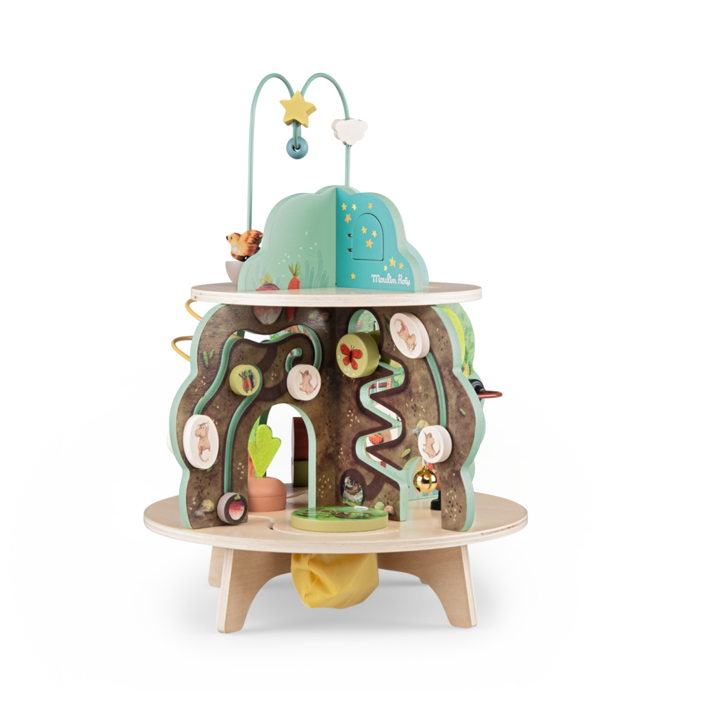 Jouet d'eveil en bois Jardin multiactivites Trois petits lapins Moulin Roty