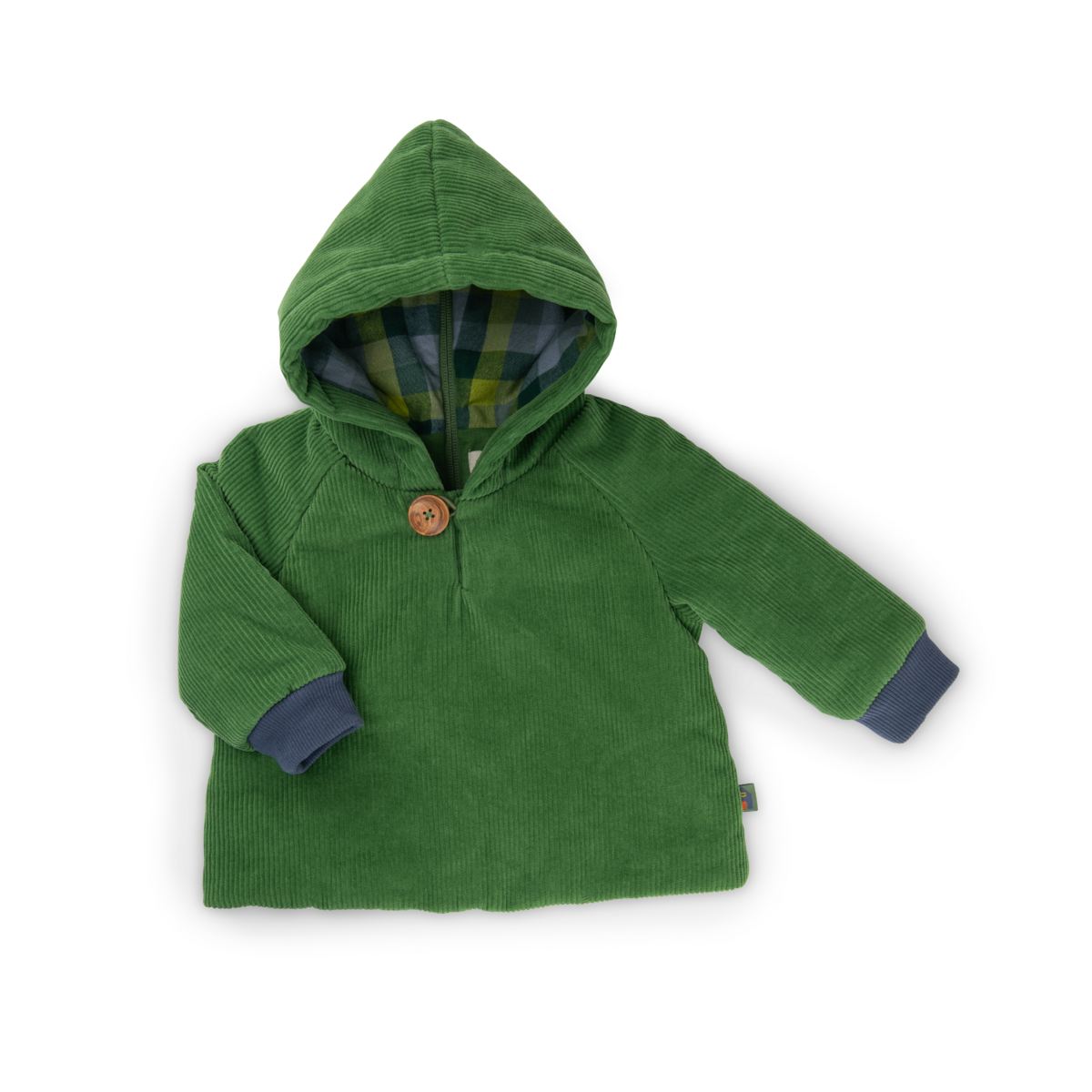 Manteau velours ctel vert doubl chaine et trame carreaux  Olivier