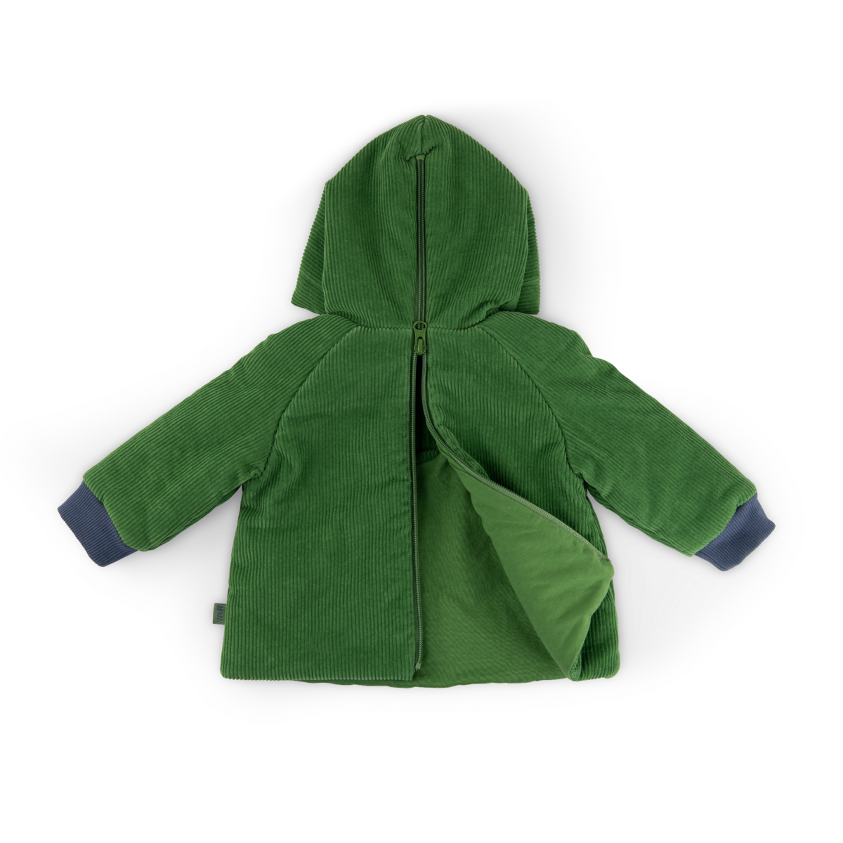 Manteau velours côtelé vert doublé chaine et trame carreaux - Olivier