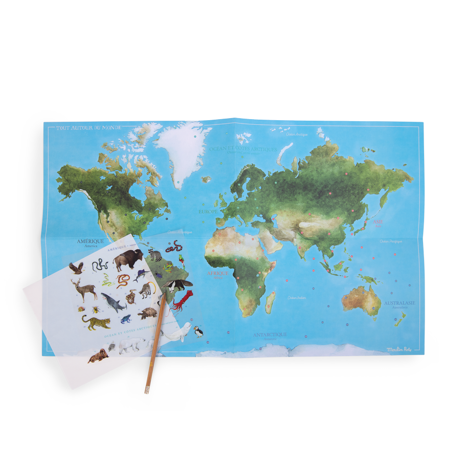 Mappemonde avec décalcomanies