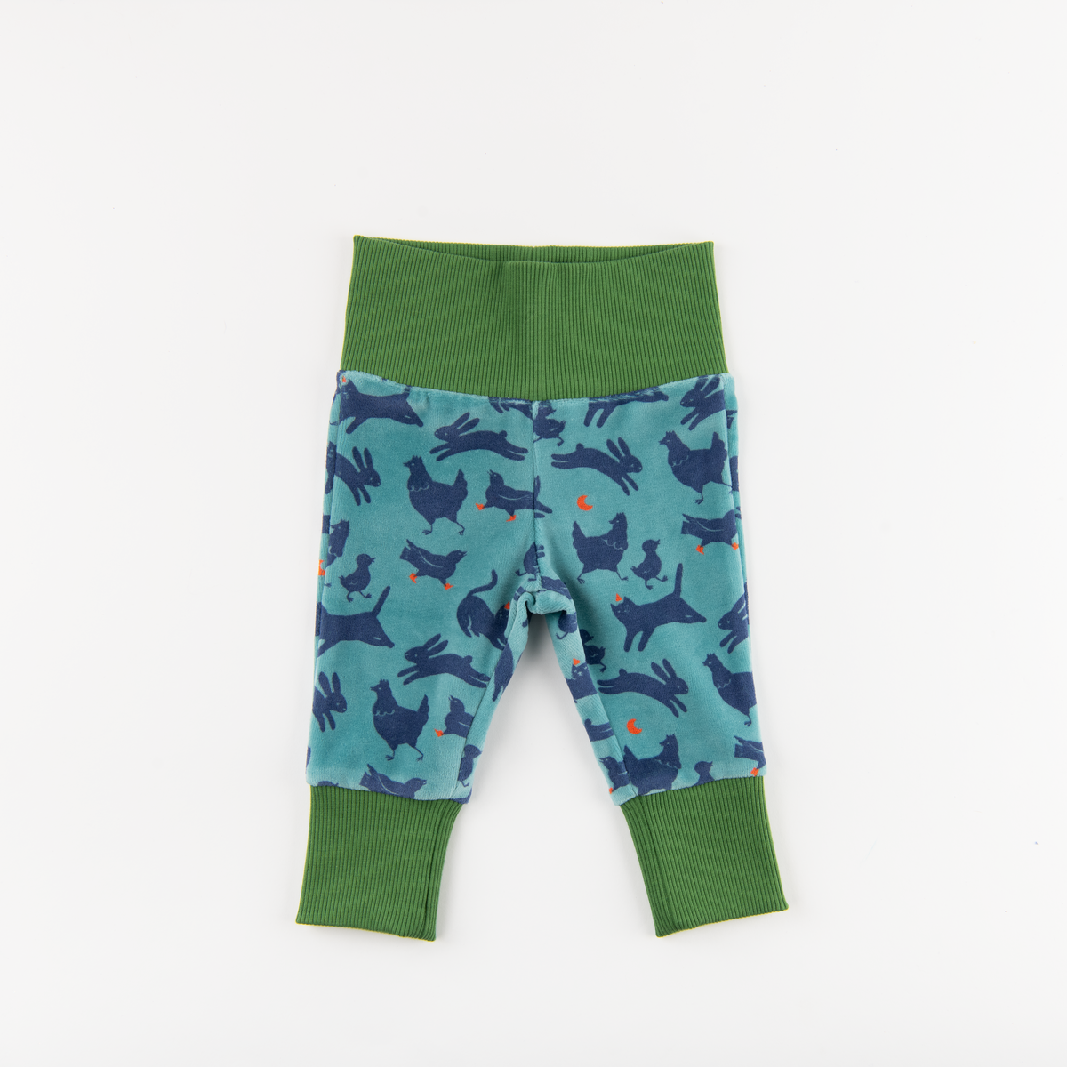 Pantalon velours bouclette bleu imprim animaux  Oberon