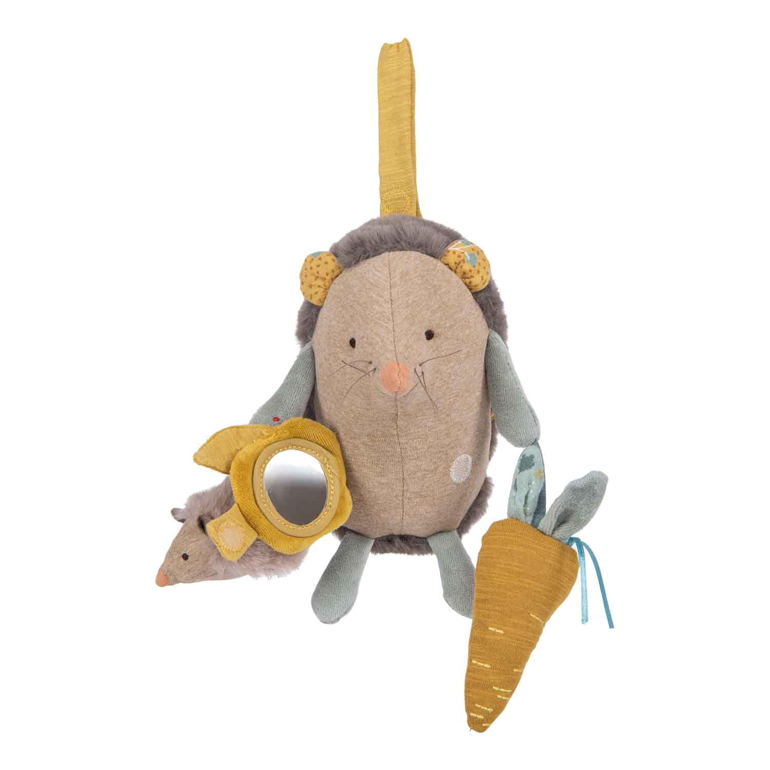 Peluche d'activites a suspendre Herisson Trois petits lapins Moulin Roty