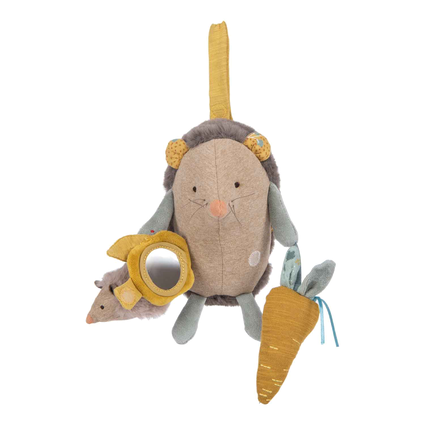 Peluche d'activites a suspendre Herisson Trois petits lapins Moulin Roty