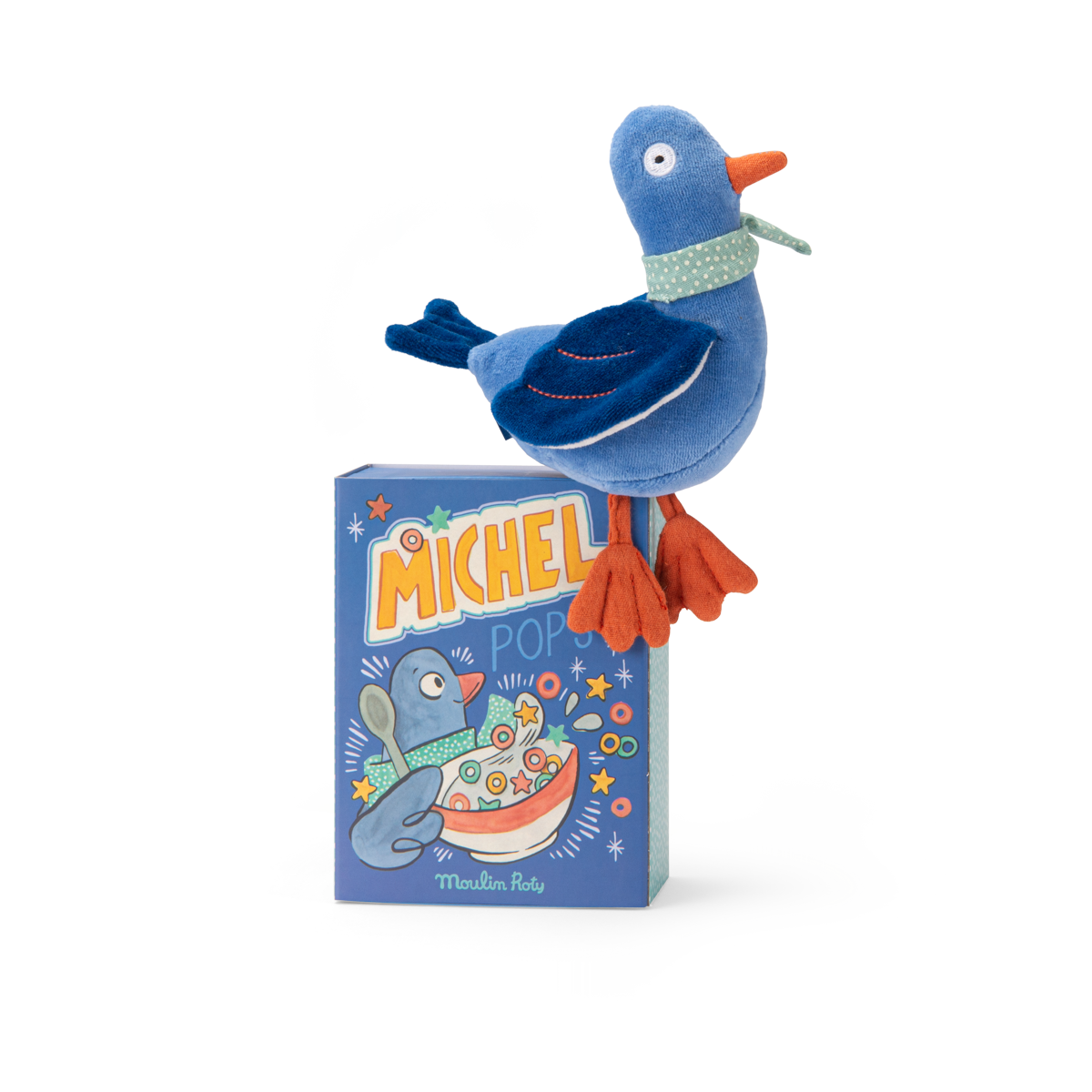 Petite peluche hochet pigeon Michel Puce  Pilou Moulin Roty