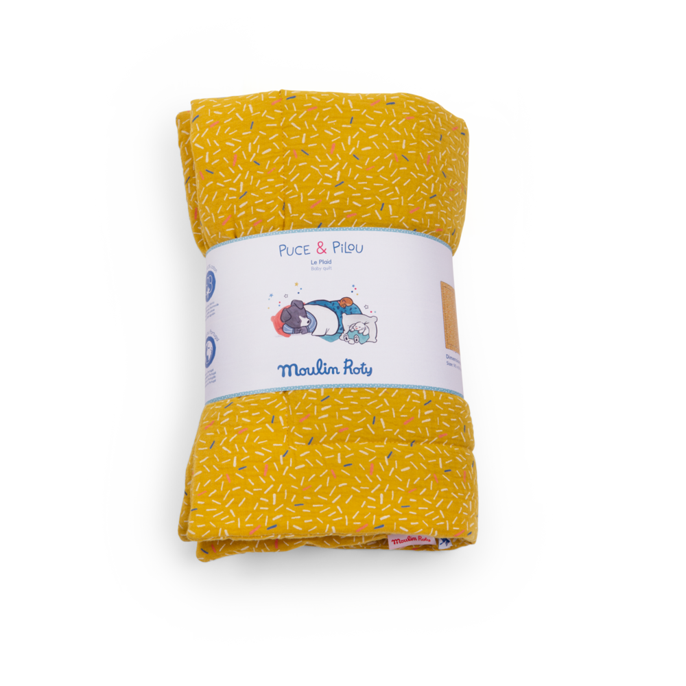Plaid jaune Puce  Pilou Moulin Roty