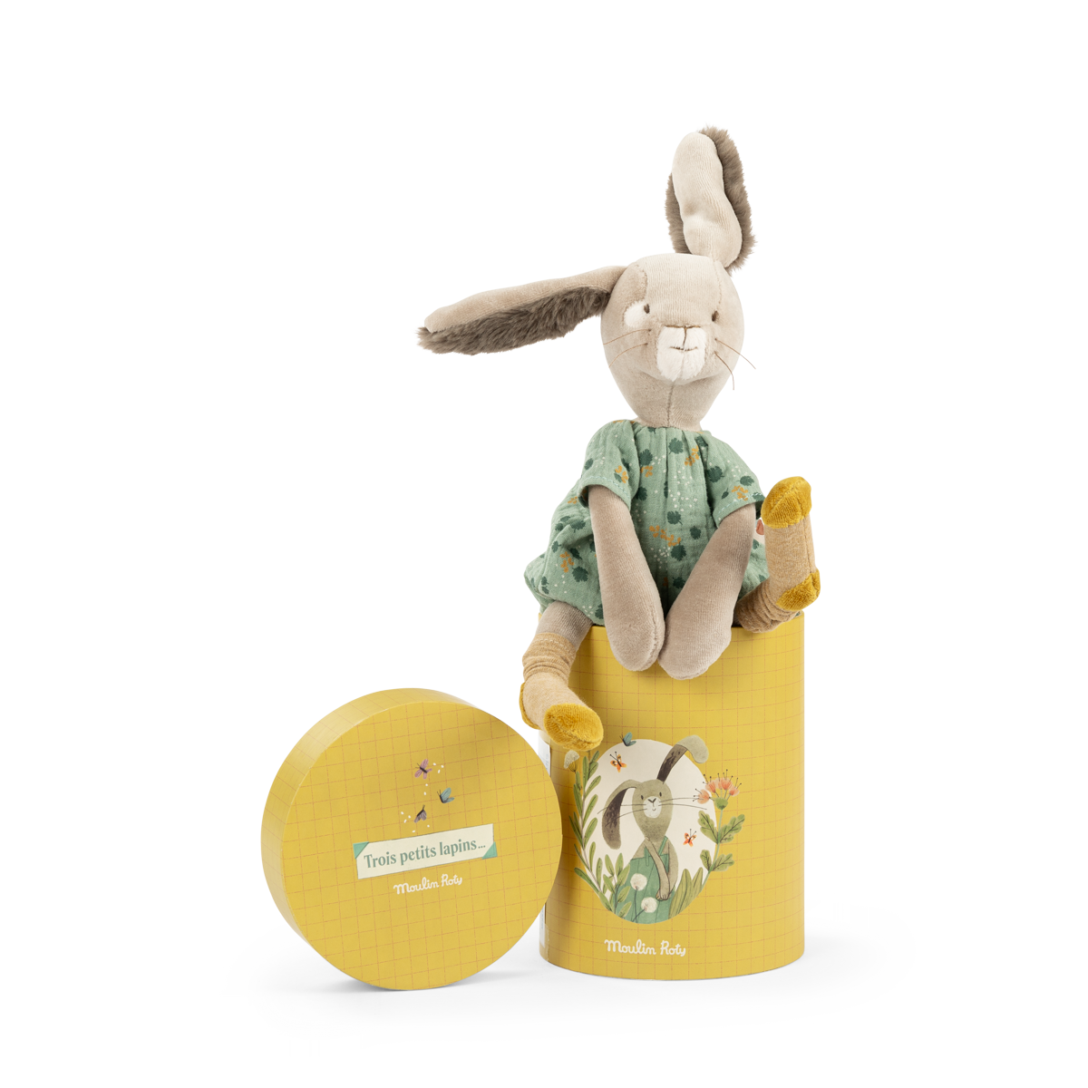 Poupee lapin sauge en boite Trois petits lapins Moulin Roty
