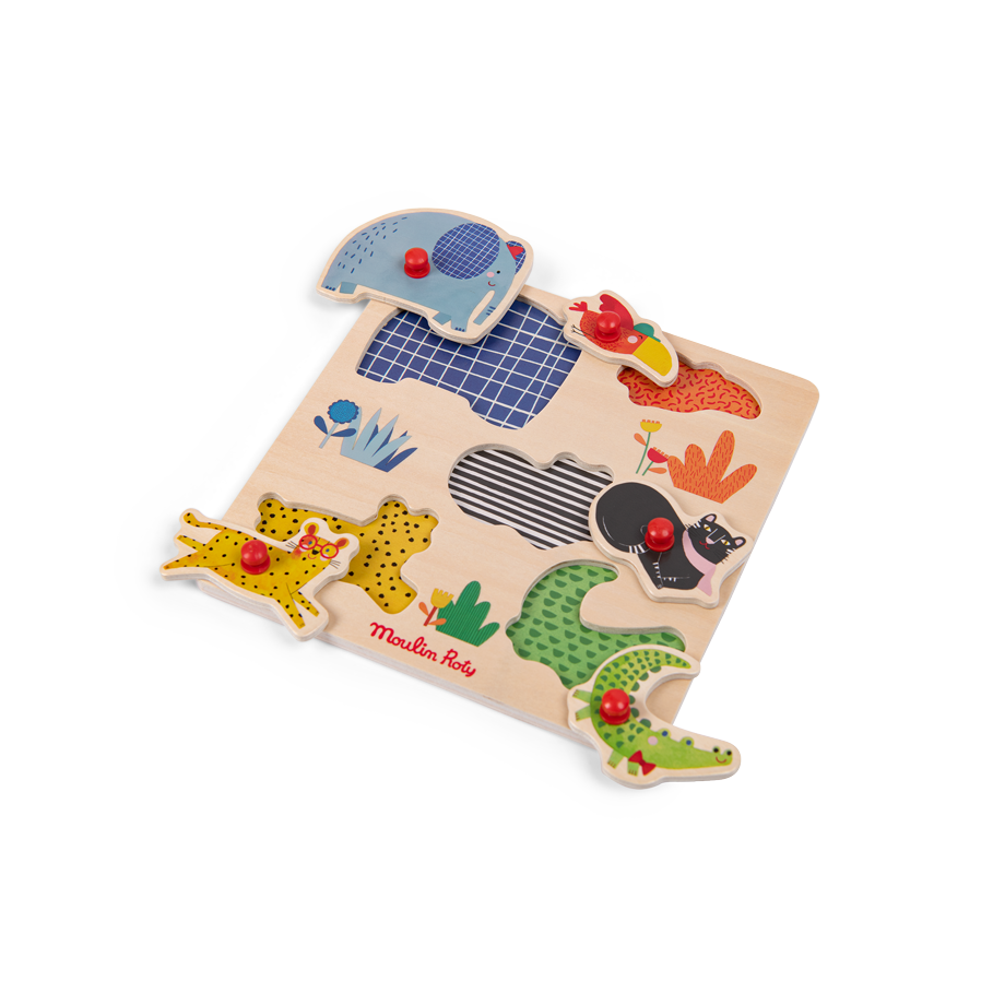 Puzzle encastrable en bois 5 animaux
