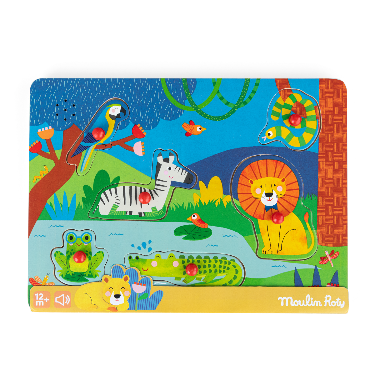 Puzzle sonore animaux en bois Les Toupitis Moulin Roty