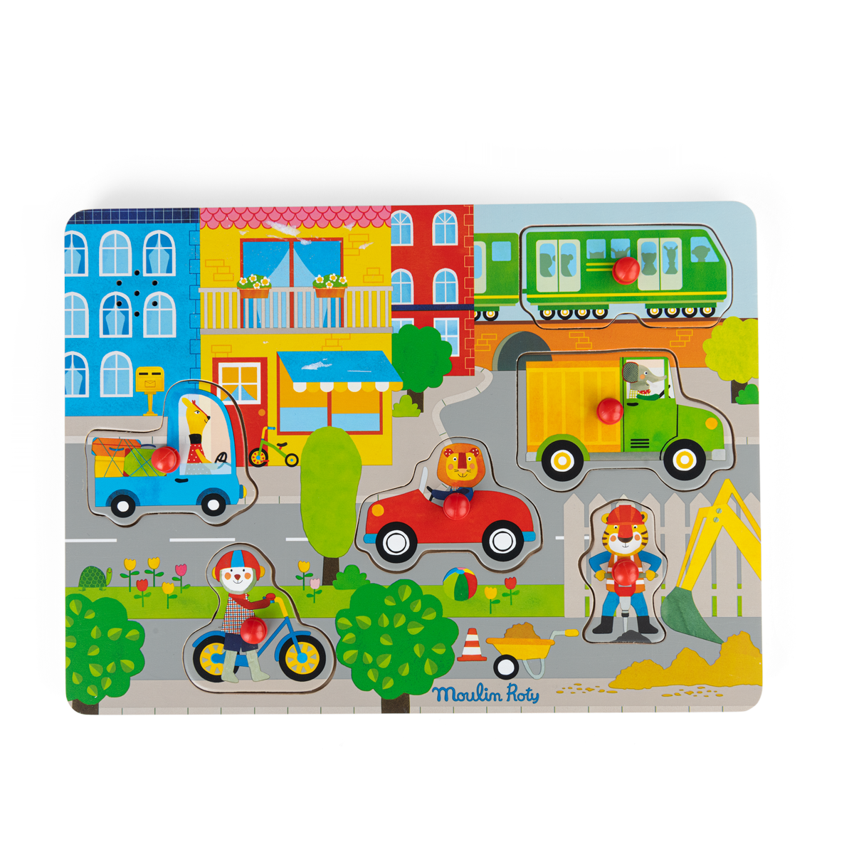 Puzzle sonore ville en bois Les Popipop Moulin Roty