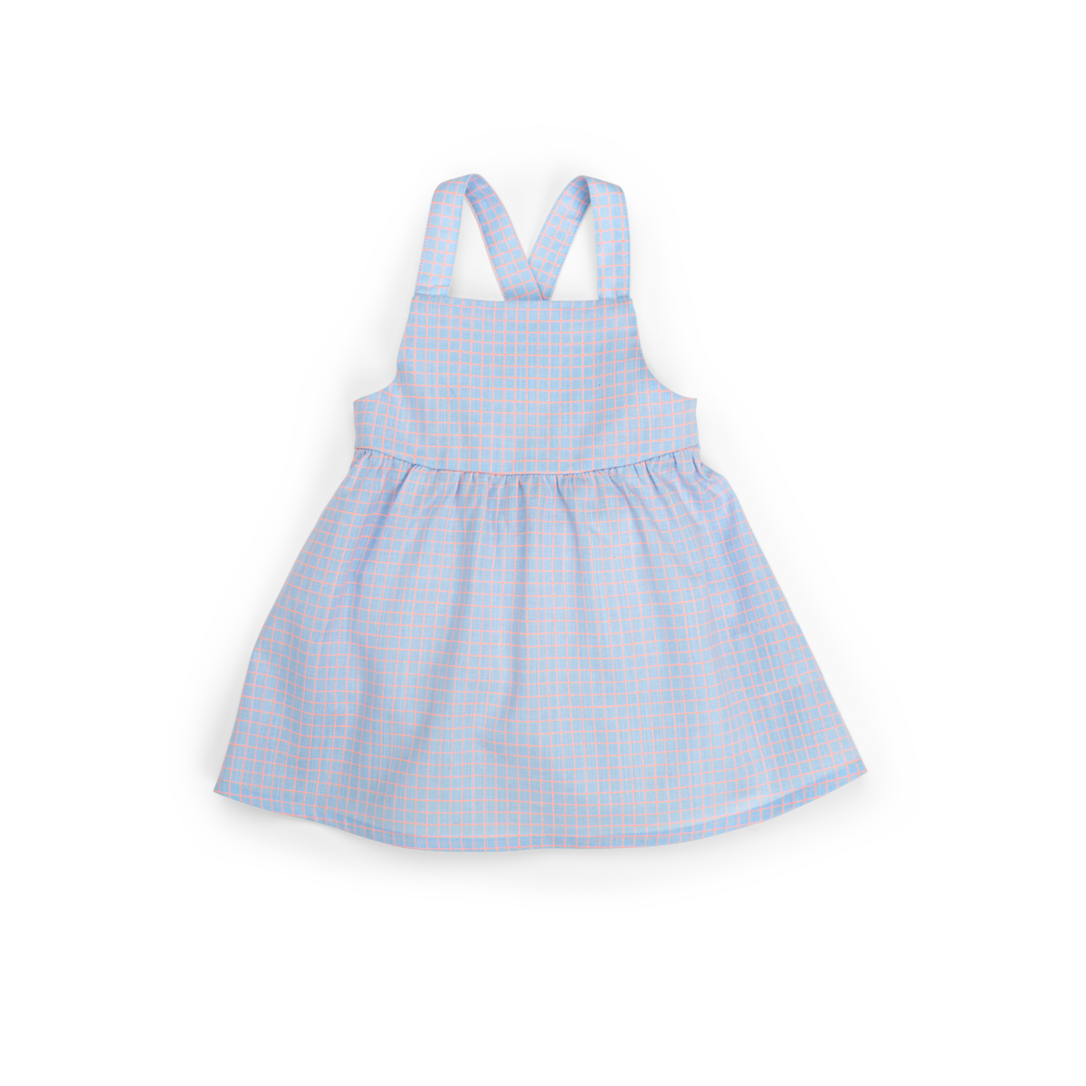 Robe bleu imprime carreaux  Lucie