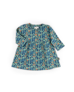 Robe jersey lourd gratt imprim maison bleu Opale