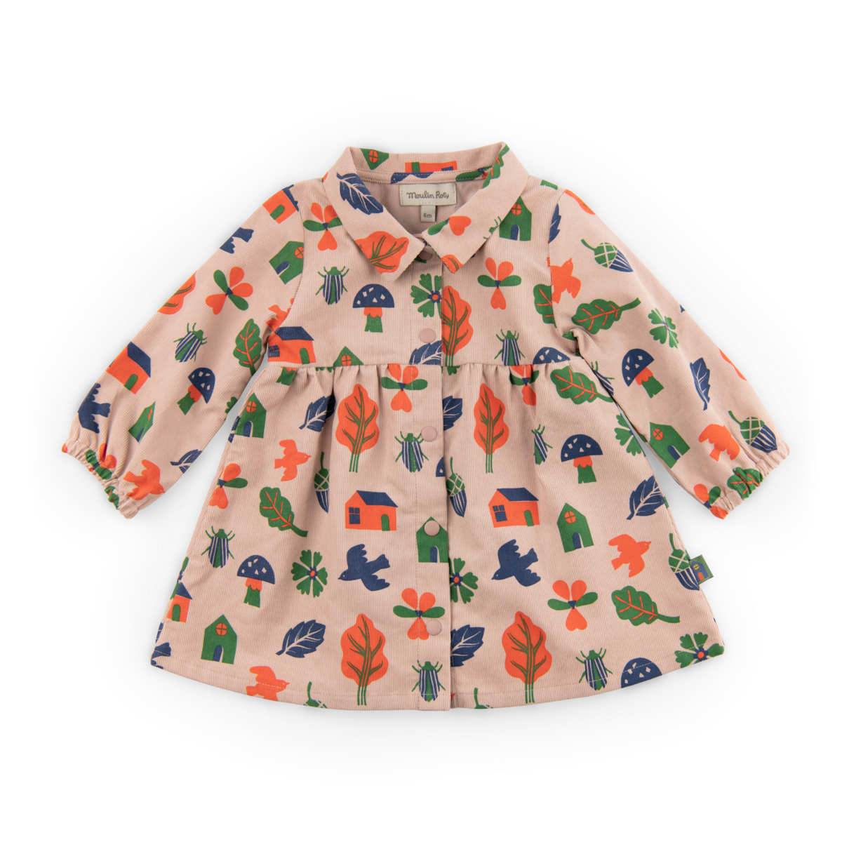 Robe velours milleraies imprime sous bois rose  Odile