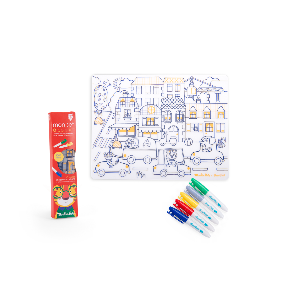 Set de table en silicone a colorier Les Popipop Moulin Roty