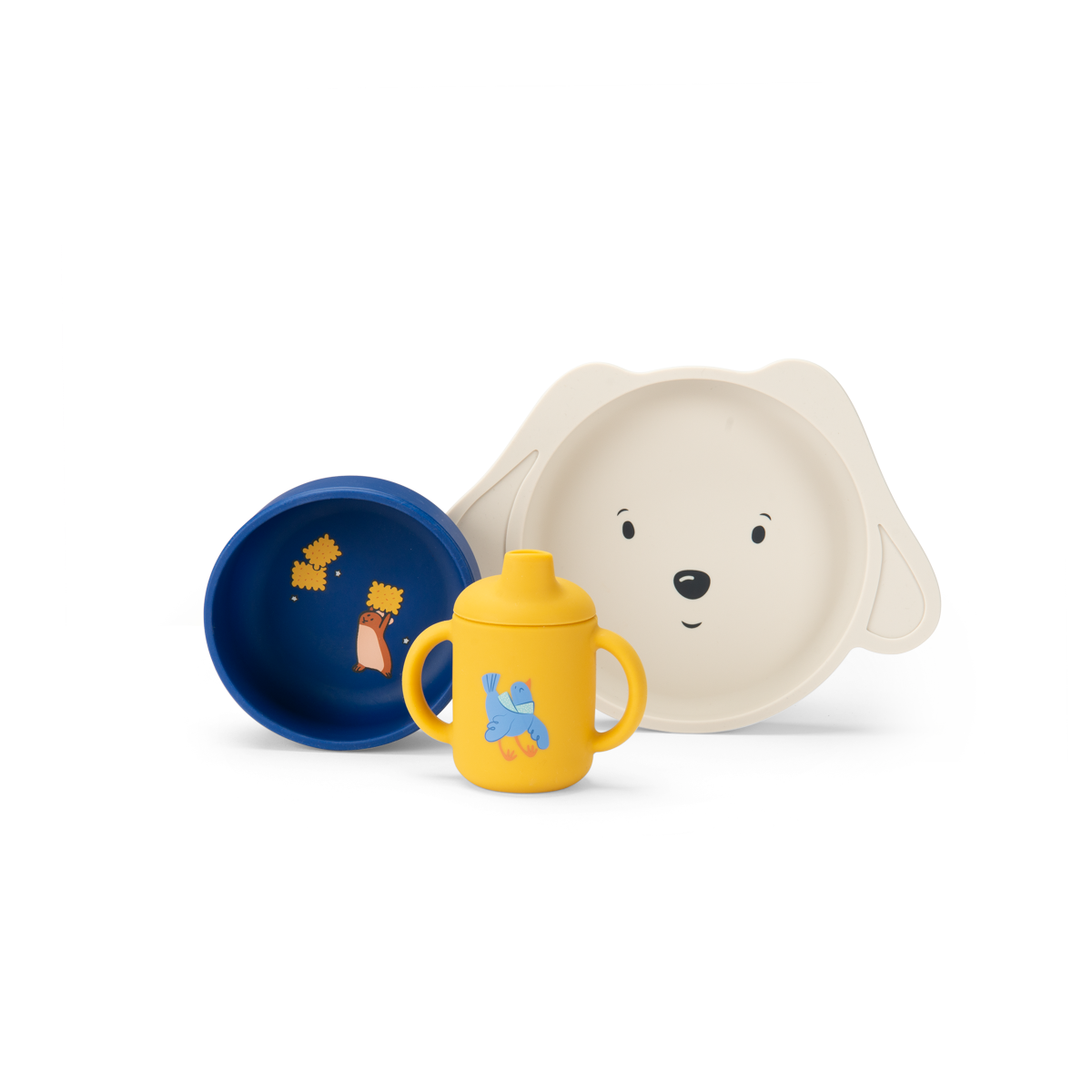 Set de vaisselle en silicone Puce  Pilou Moulin Roty