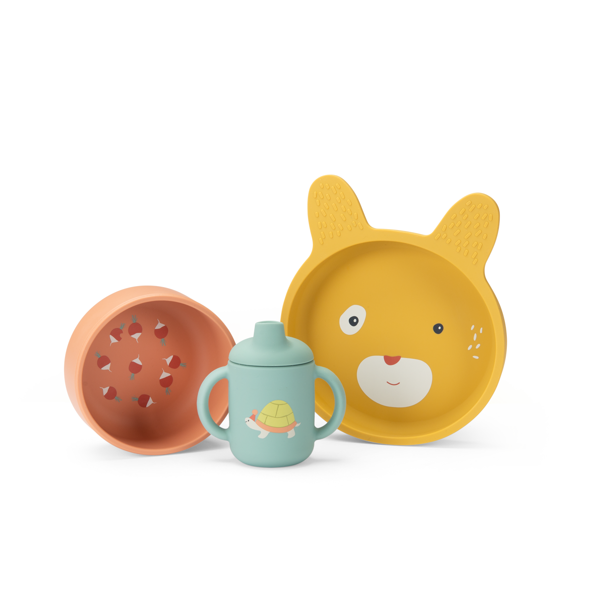 Set vaisselle silicone Trois petits lapins Moulin Roty