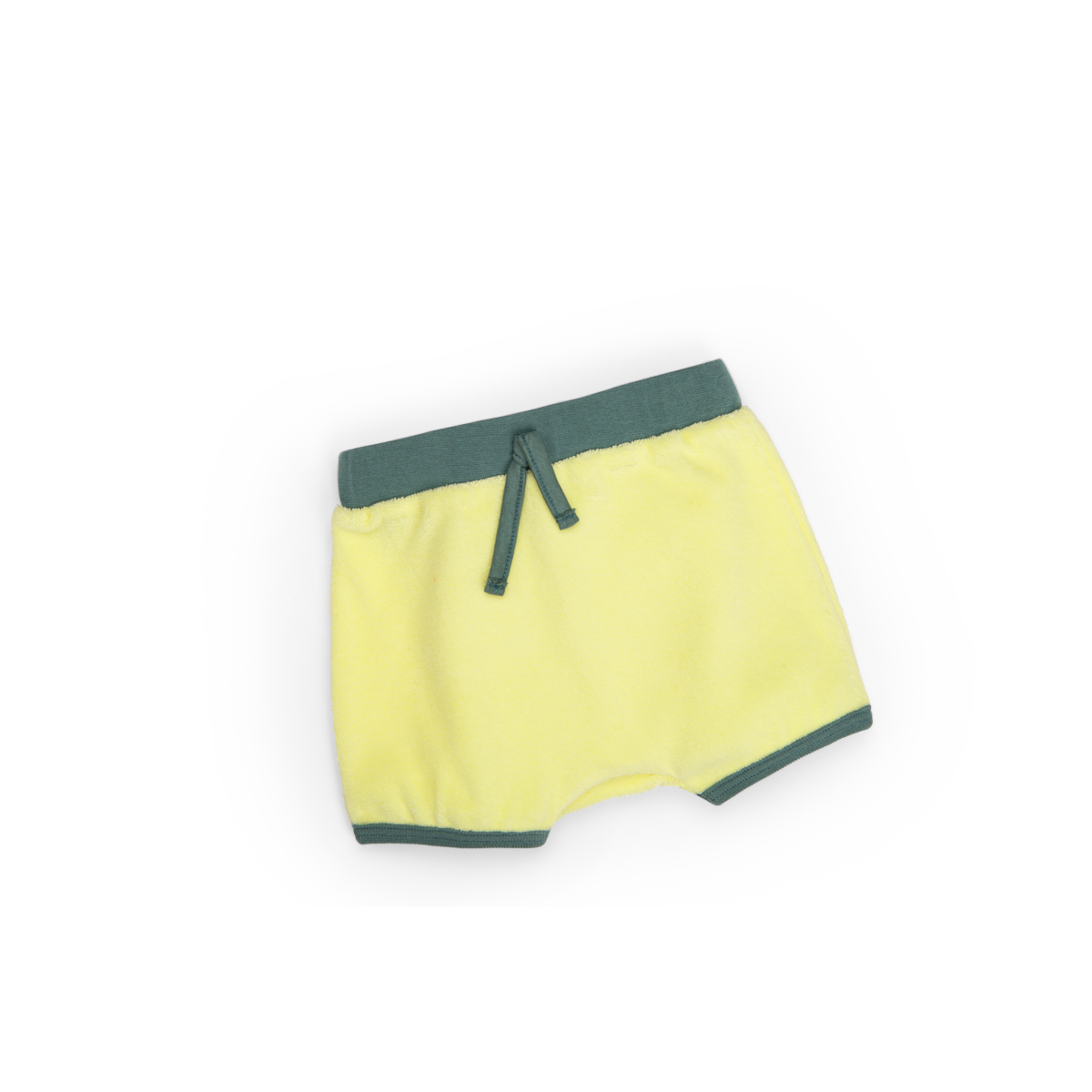 Short eponge bouclette jaune pastel et artichaud  Liam
