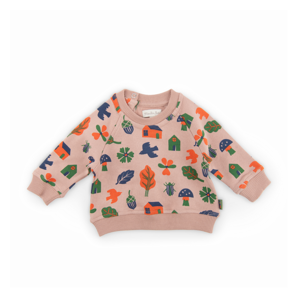 Sweatshirt molleton imprim sous bois rose  Olivia
