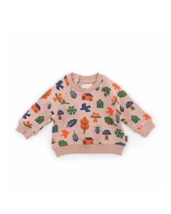 Sweatshirt molleton imprim sous bois rose Olivia