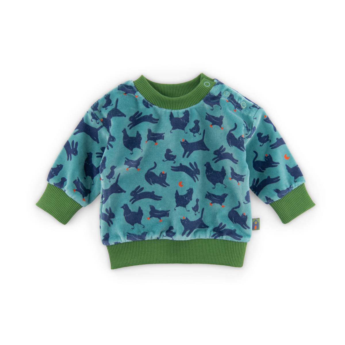Sweatshirt velours bouclette bleu imprim animaux  Olly