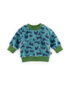 Sweatshirt velours bouclette bleu imprim animaux Olly
