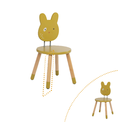 Pied de chaise ocre Trois petits lapins